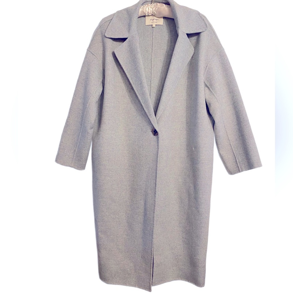 Simply Retro One Button Elegant Women's Light Gray Wool Trench